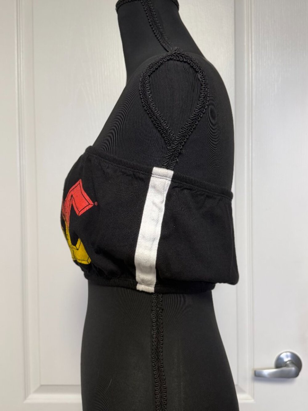 AC/DC Tube Top Medium Black Graphic Band Crop Top Rock Concert Festival 2019 - Picture 2 of 4